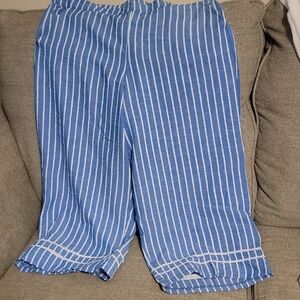 Ruby Rd. Blue and White Striped Capris